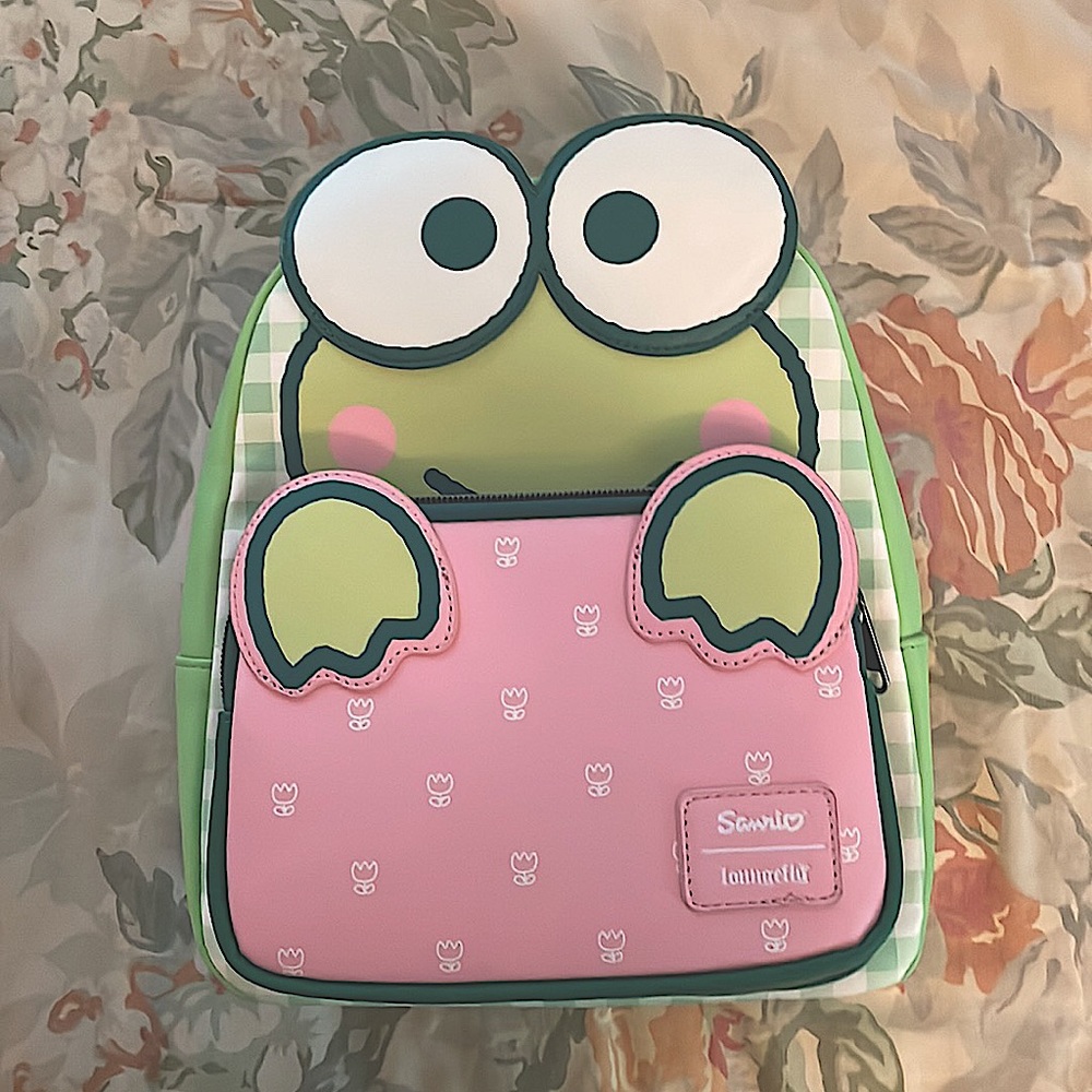 Kawaii New Sanrio Loungefly Keroppi 3D Gingham Mini Backpack SOLDOUT in stores!